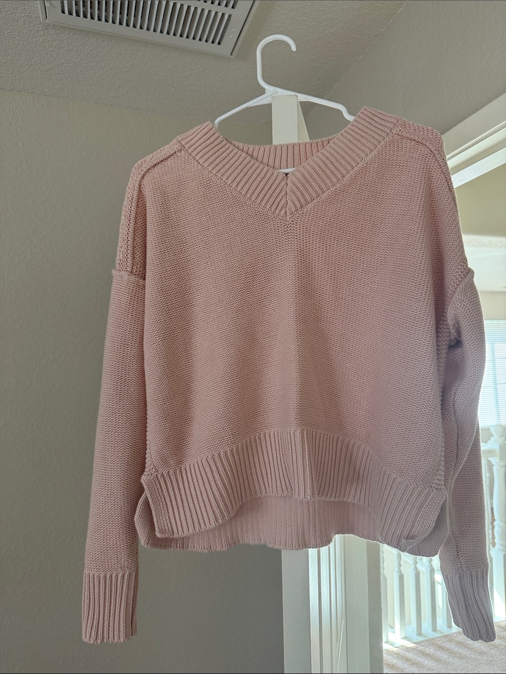 American Eagle Outfitters Blush Pink V-Neck Knit Sweater